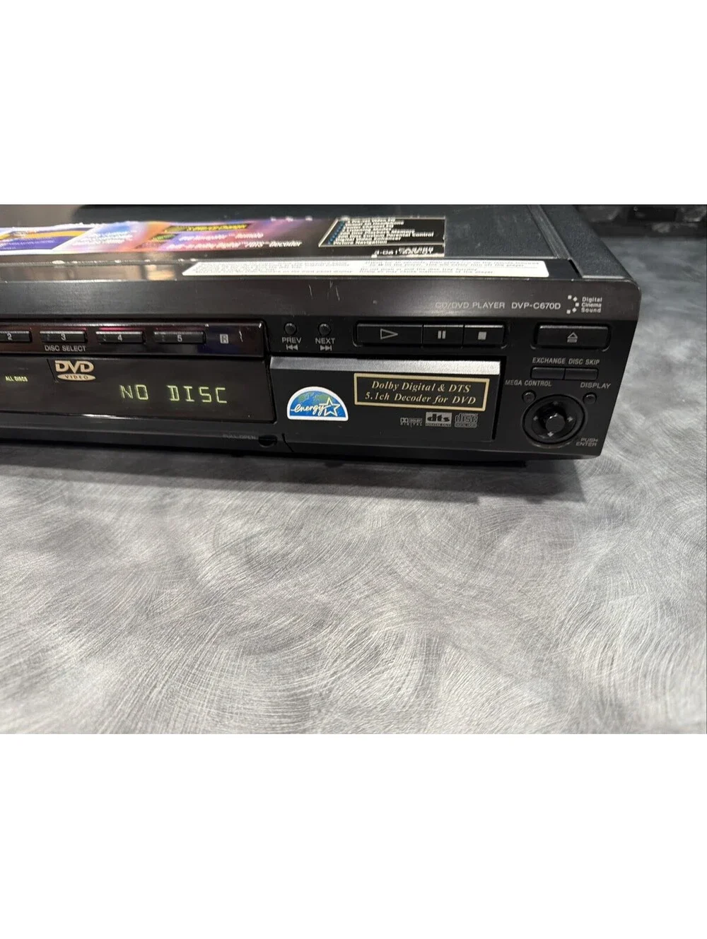 Sony DVP-C670D 5-Disc CD DVD Player Dolby Digital Surround Sound W/orig Remote